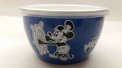 Metalac - smaltovaná miska Mickey Mouse s plast.víkem, průměr 17 cm, výška 10 cm 