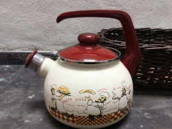 Metalac smaltovaný čajník dekor kuchař, objem 2,5 litru 