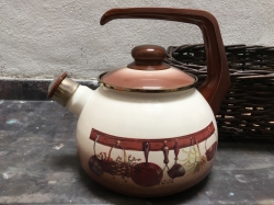 Metalac smaltovaný čajník dekor kuchyň, objem 2,5 litru 