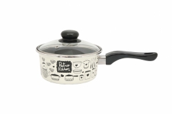 Metalac, smaltovaný rendlík Retro Kitchen s bakelitovou ručkou a skleněnou poklicí, průměr 16 cm, objem 1,5 l 