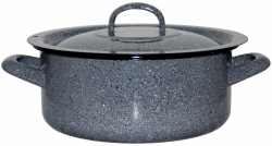 Smaltovaný rendlík s poklicí dekor kámen, průměr 20 cm, obsah 2,80 litru 