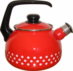 Metalac-Smaltovaný čajník-červený puntík, průměr 22 cm, objem 2.5 litru 