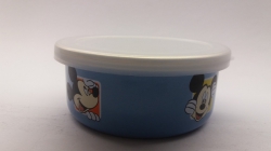 Smaltovaná nádoba do mrazáku s plast. víkem Mickey Mouse, průměr 12 cm  