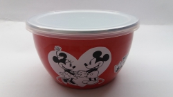 Metalac - smaltovaná miska Mickey Mouse s plast.víkem, průměr 17 cm, výška 10 cm 