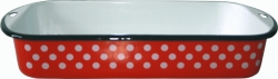 Smaltovaný pekáč červený s puntíky- Metalac, vnitřní rozměry 30x18 cm 