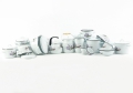 Smaltovaný hrnec s nerez ráfkem, 22 cm standard s poklicí, 6 l, bílý, dekor Levandule, LILA  