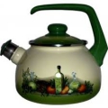 Metalac smaltovaný čajník dekor olivy, objem 2,5 litru